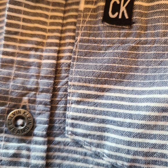 Calvin Klein blue striped cotton button down shirt - Picture 3 of 3